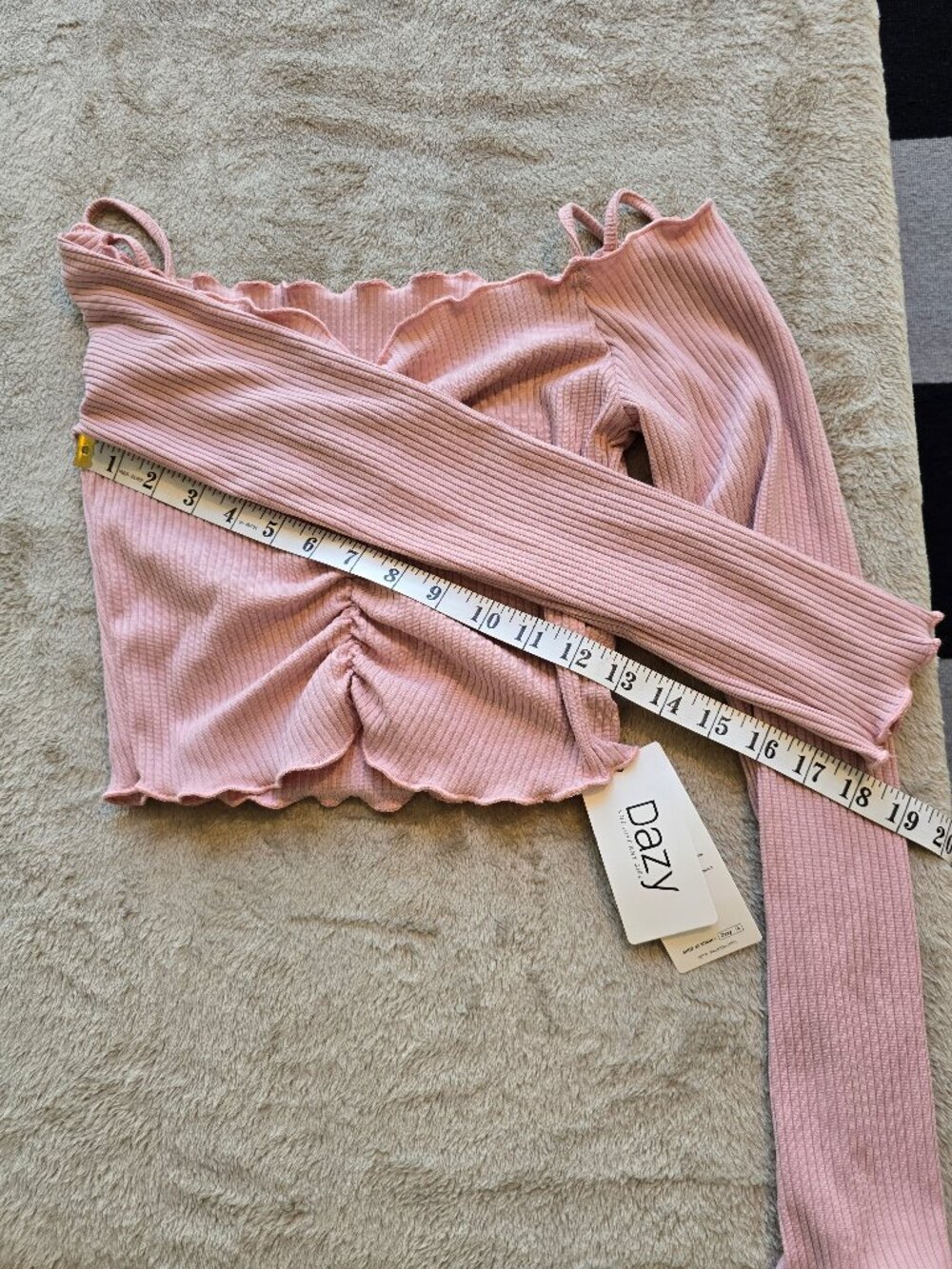 NWT DAZY Pink Rib-Knit Off-The-Shoulder Ruched Top - Size S - Picture 3 of 7